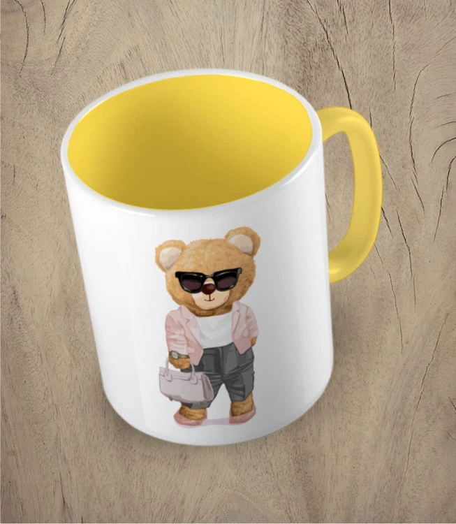 Żółty kubek bear doll working