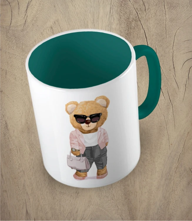 Ciemnozielony kubek bear doll working