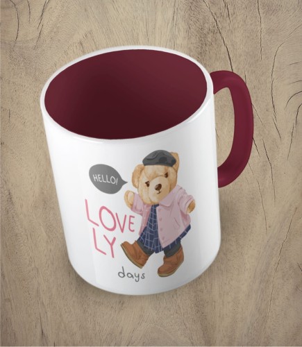 Bordowy kubek bear doll girl
