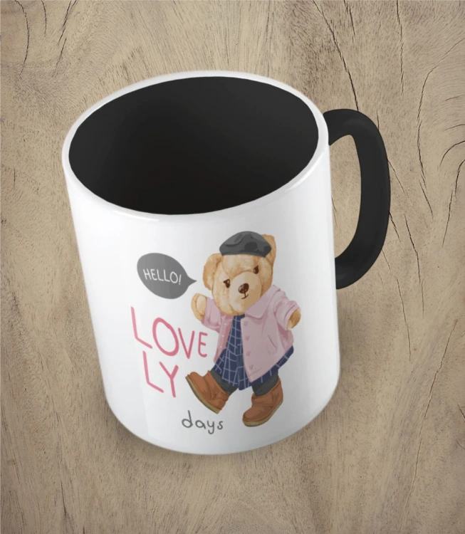Czarny kubek bear doll girl