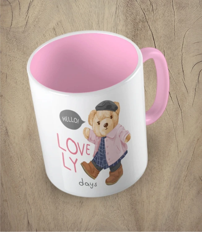 Różowy kubek bear doll girl