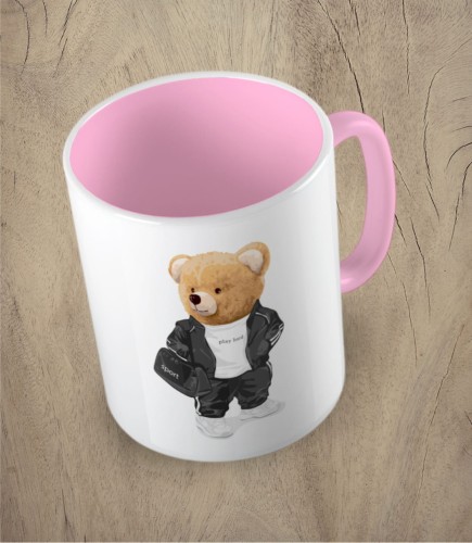 Różowy kubek bear doll sport