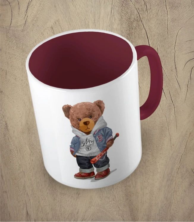 Bordowy kubek bear doll
