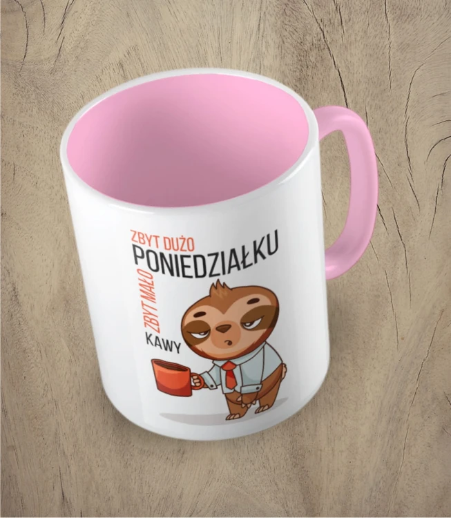 różowy kubek zbyt dużo poniedziałków