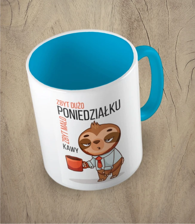 błękitny kubek zbyt dużo poniedziałków