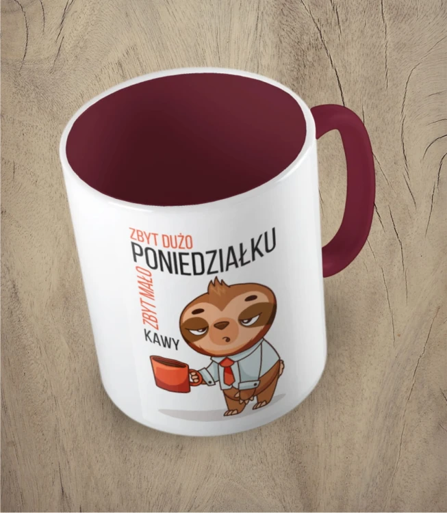 bordowy kubek zbyt dużo poniedziałków