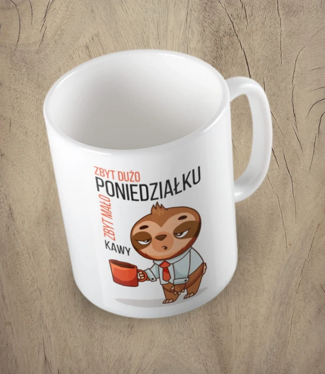 biały kubek zbyt dużo poniedziałków