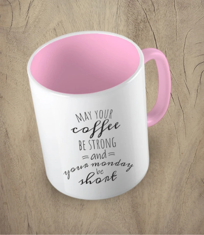 Różowy kubek may your coffee