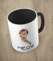 Czarny kubek cat meow paper