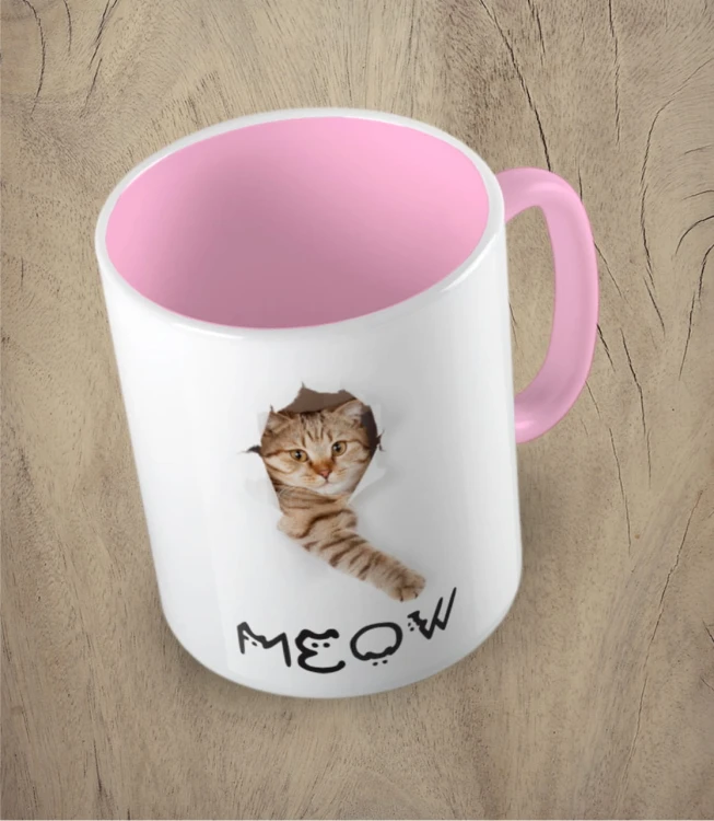 Różowy kubek cat meow paper