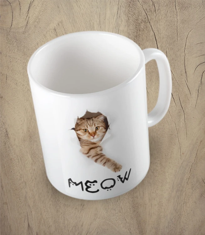 Biały kubek cat meow paper