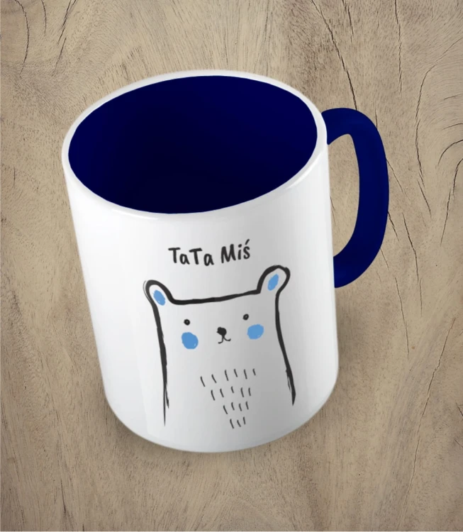 Granatowy kubek tata miś