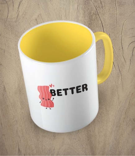 Żółty kubek better together bacon