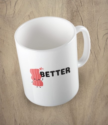 Biały kubek better together bacon