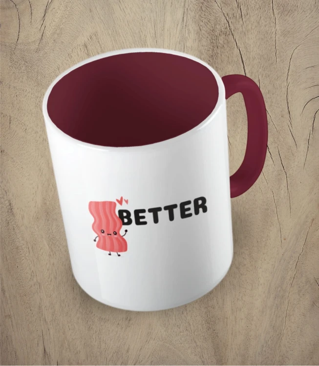 Bordowy kubek better together bacon