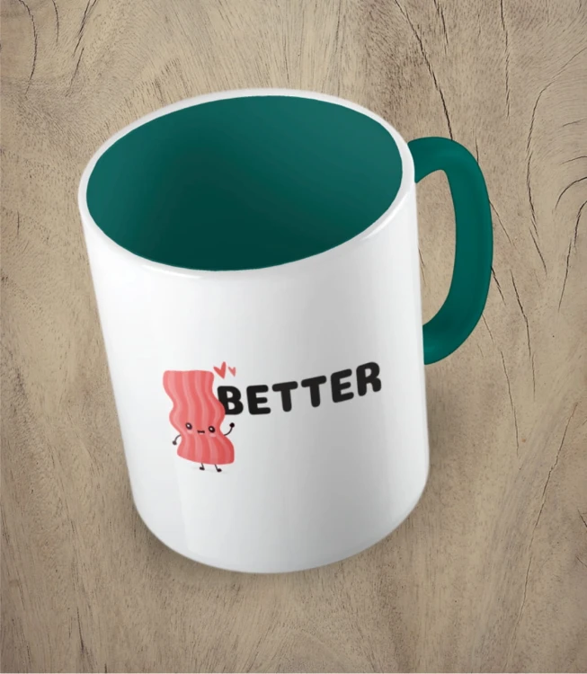 Ciemnozielony kubek better together bacon