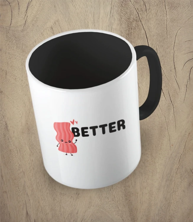 Czarny kubek better together bacon