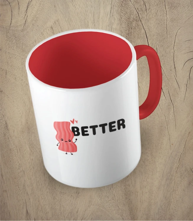 Czerwony kubek better together bacon