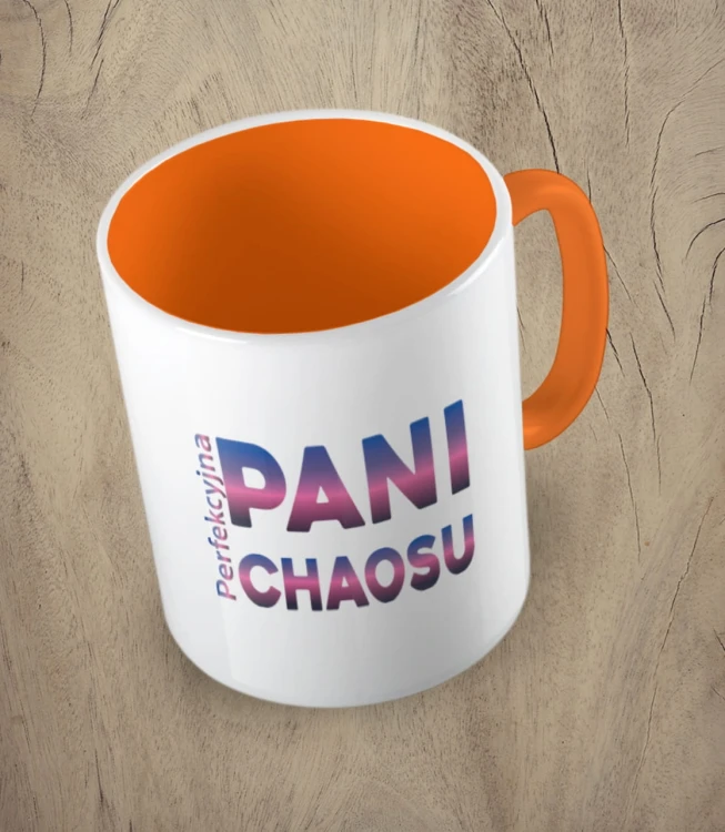 Pomarańczowy kubek perfekcyjna pani chaosu