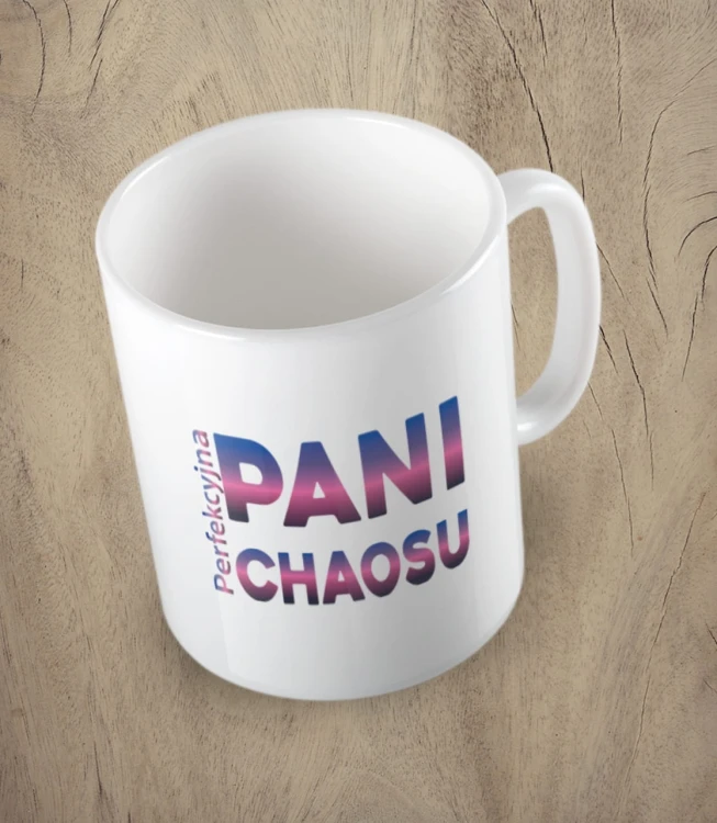 Biały kubek perfekcyjna pani chaosu