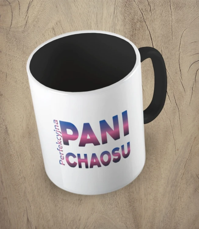 Czarny kubek perfekcyjna pani chaosu