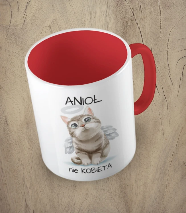 Czerwony kubek anioł nie kobieta