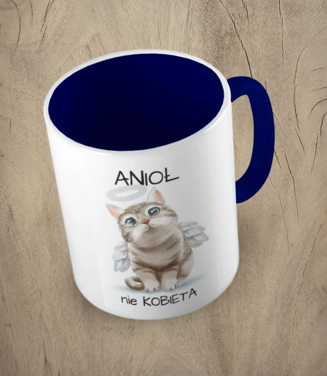 Granatowy kubek anioł nie kobieta