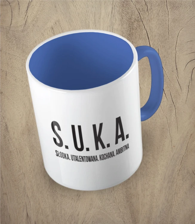 Niebieski kubek suka
