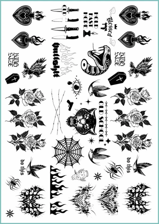 Czarne tatuaże tymczasowe old school tattoos