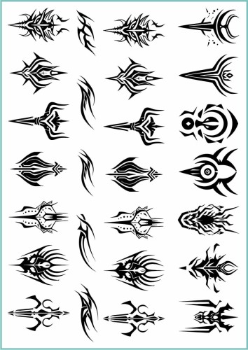Czarne tatuaże tymczasowe ethnic shapes in gothic style