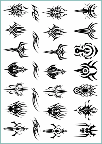 Czarne tatuaże tymczasowe ethnic shapes in gothic style