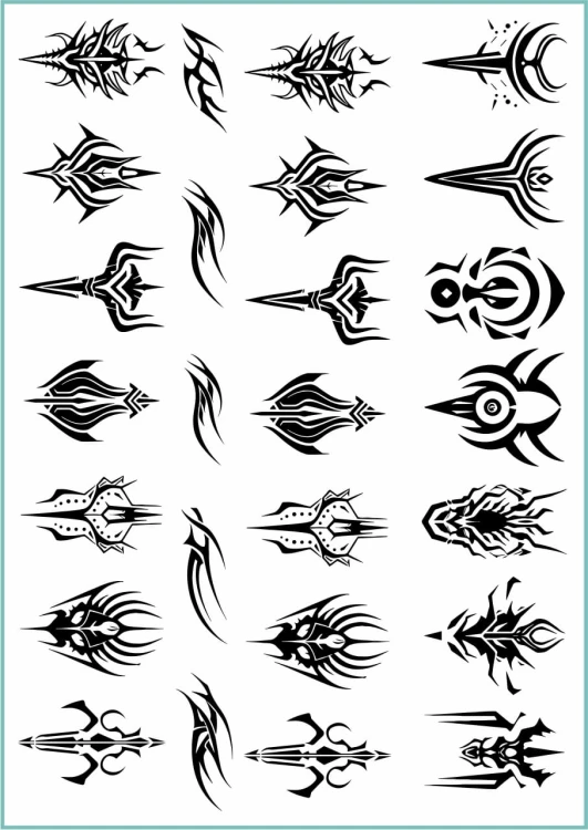 Czarne tatuaże tymczasowe ethnic shapes in gothic style