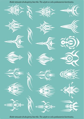 Białe tatuaże tymczasowe ethnic shapes in gothic style