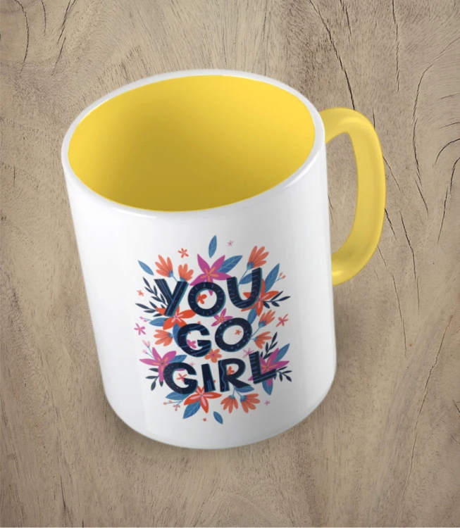 Żółty kubek you go girl