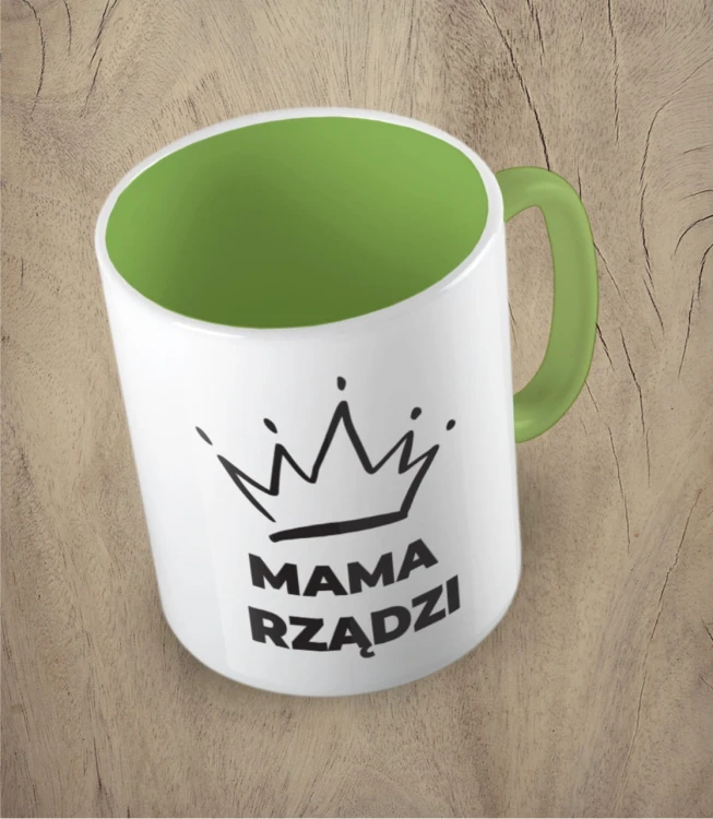 Jasnozielony kubek mama rządzi