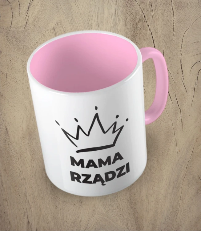Różowy kubek mama rządzi