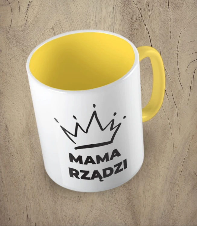 Żółty kubek mama rządzi