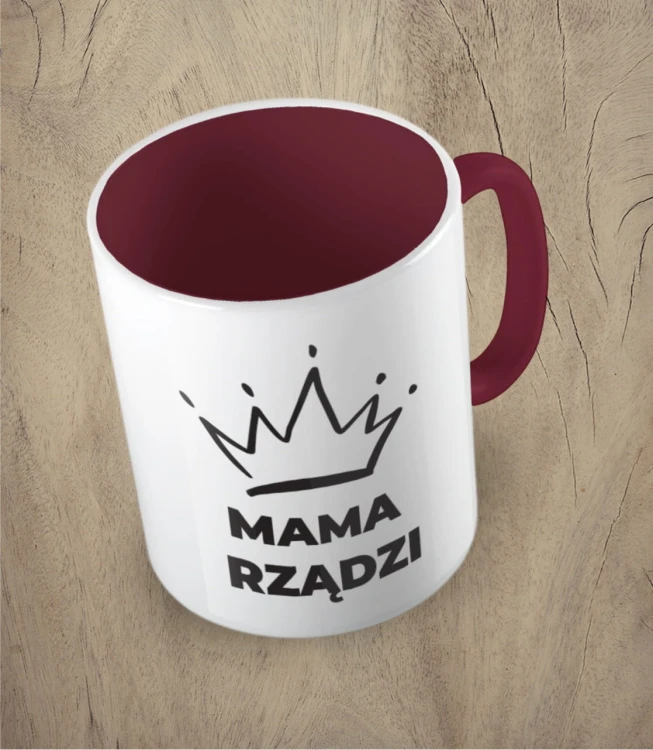 Bordowy kubek mama rządzi