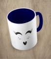 Granatowy kubek cute face heart lashes