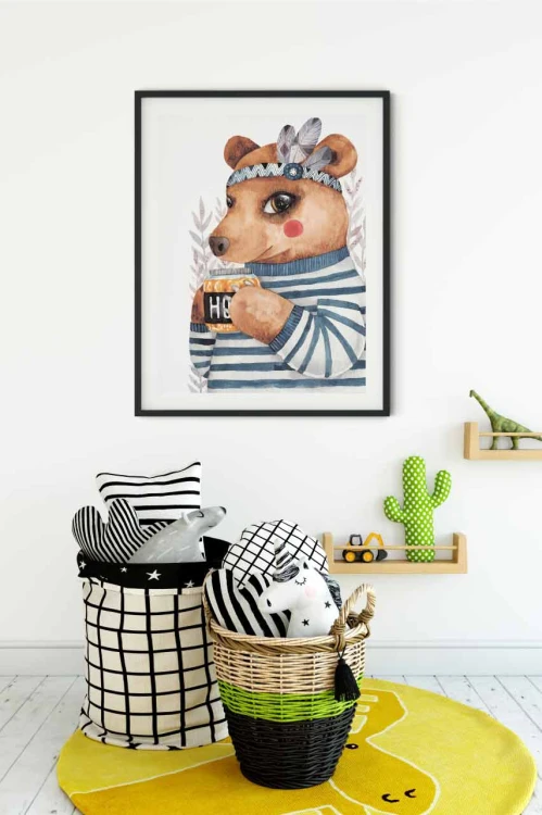 Plakat boho miś - wizualizacja