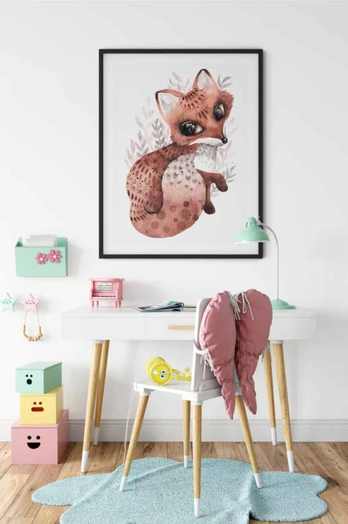Plakat boho lisek - wizualizacja