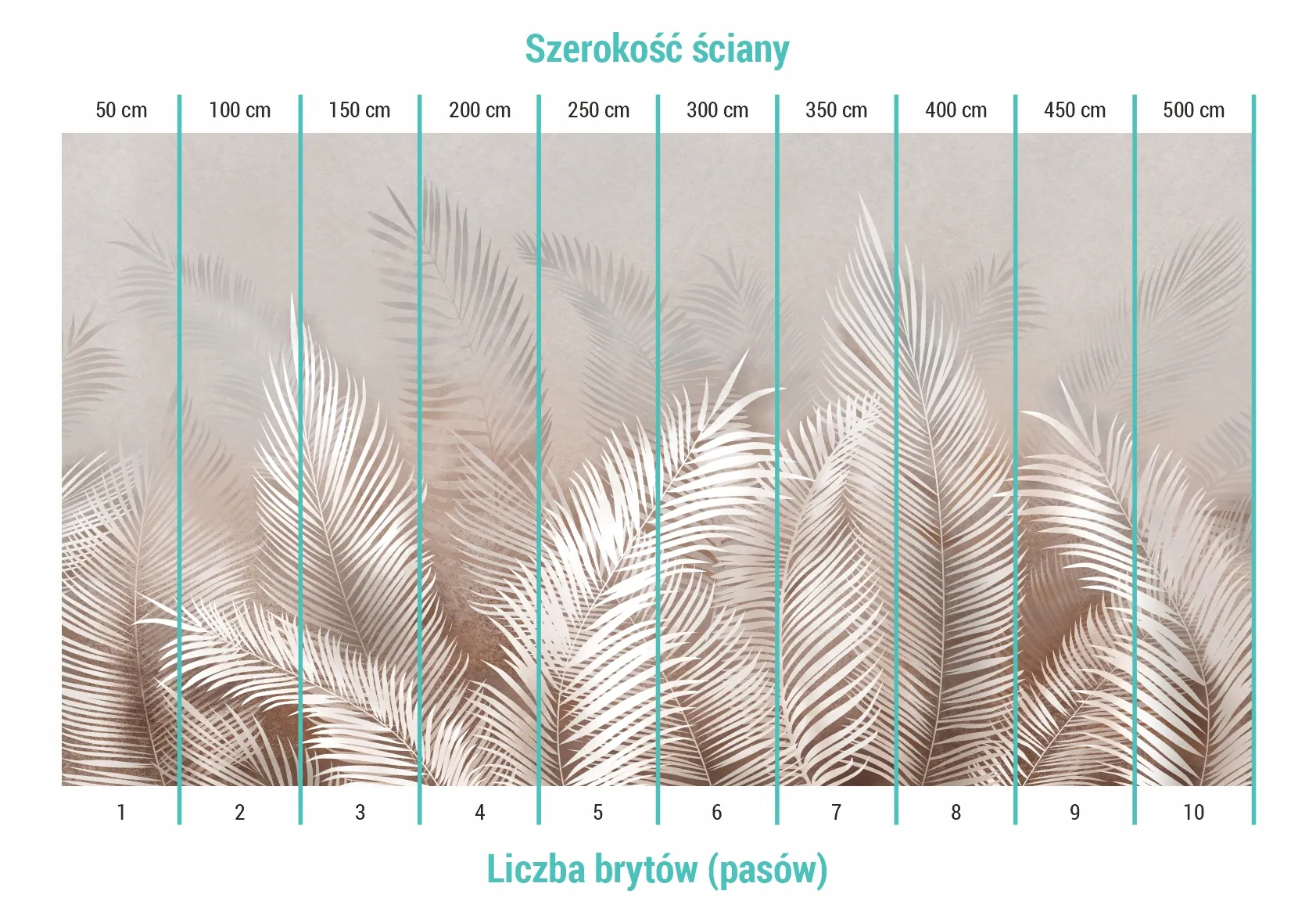 Podział na bryty w tapecie beżowe liście tropikalne