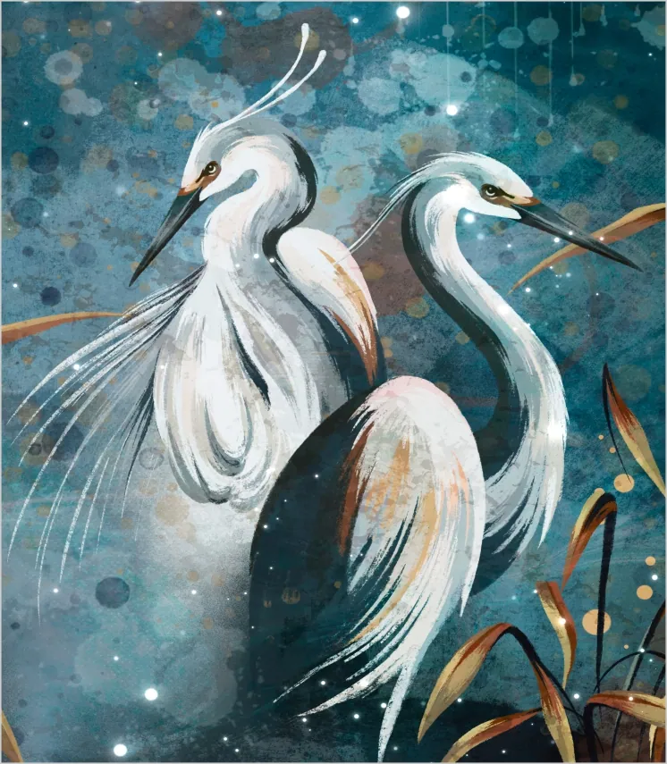 Fototapeta ptaki stojące w liściach