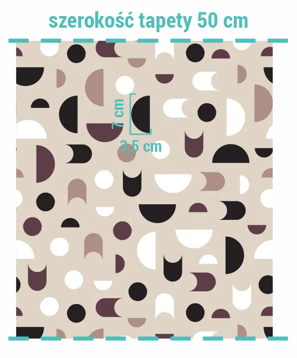 Wymiary na tapecie półokrągłe kształty