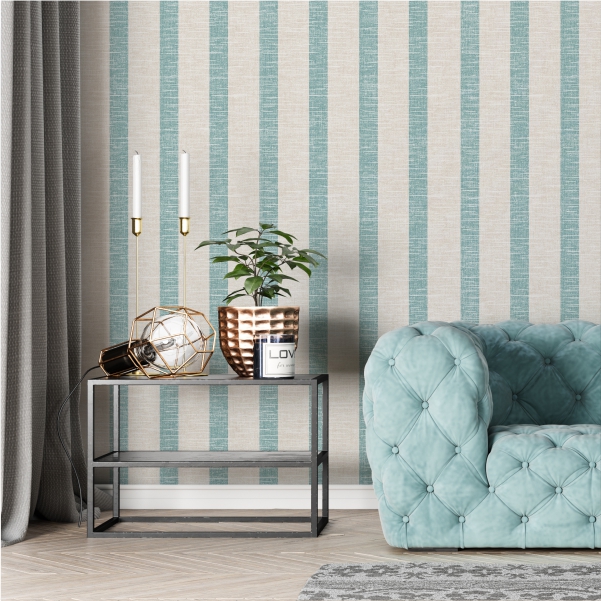 Wizualizacja tapety szaro-miętowe paski